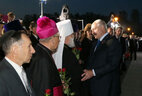 Александр Лукашенко во время открытия мемориального комплекса "Тростенец"