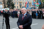 Александр Лукашенко во время общения с представителями средств массовой информации
