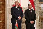 Belarus President Aleksandr Lukashenko and Egypt President Abdel Fattah el-Sisi during the signing of documents