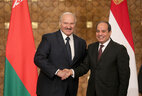 Belarus President Aleksandr Lukashenko and Egypt President Abdel Fattah el-Sisi during the meeting with mass media representatives