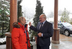 Президенты Беларуси и России Александр Лукашенко и Владимир Путин в сочинской Красной Поляне