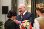Aleksandr Lukashenko presents the Order of Mother to storekeeper of Slutsk Cheese-Making Plant Natalya Kupratsevich