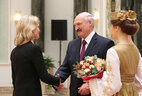 Aleksandr Lukashenko presents the Order of Mother to dental surgeon of affiliated clinic No. 2 of the Zaslavl hospital Viktoriya Petrovskaya