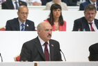Прэзідэнт Беларусі Аляксандр Лукашэнка на пасяджэнні пятага Усебеларускага народнага сходу