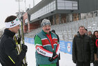 Александр Лукашенко во время посещения Республиканского центра олимпийской подготовки по зимним видам спорта "Раубичи"