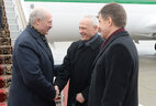 President of the Republic of Belarus Alexander Lukashenko arrives in Moscow for the session of the Supreme State Council of the Union State