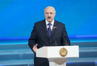 Belarus President Alexander Lukashenko speaks at a solemn meeting on the occasion of Belarus’ Independence Day