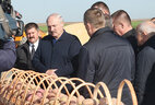 Аляксандр Лукашэнка ў час наведвання ААТ "Кухчыцы"