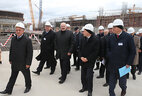 Александр Лукашенко во время посещения площадки строительства Белорусской АЭС