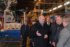 Aleksandr Lukashenko during a visit to Neman Glassworks