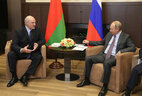 Президент Беларуси Александр Лукашенко и Президент России Владимир Путин во время переговоров