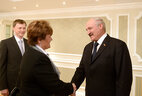 Аляксандр Лукашэнка на сустрэчы з дырэктарам Еўрапейскага рэгіянальнага бюро СААЗ Жужаннай Якаб