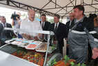 Aleksandr Lukashenko during the visit to the Lokhva trout farm in Kostyukovichi District