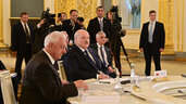Президент Беларуси Александр Лукашенко во время заседания ВЕЭС в узком составе 