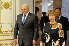 Аляксандр Лукашэнка на сустрэчы з вярхоўным прадстаўніком ЕС па замежных справах і палітыцы бяспекі, намеснікам старшыні Еўрапейскай камісіі Кэтрын Эштан