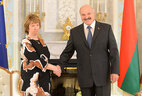 Аляксандр Лукашэнка на сустрэчы з вярхоўным прадстаўніком ЕС па замежных справах і палітыцы бяспекі, намеснікам старшыні Еўрапейскай камісіі Кэтрын Эштан