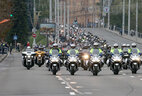 Колонна мотоциклистов прибыла к Дворцу спорта