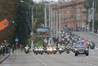 Колонна мотоциклистов прибыла к Дворцу спорта
