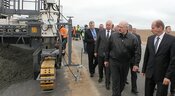 Alexander Lukashenko visits the construction site of the second ring road in Minsk District