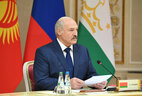 Президент Беларуси Александр Лукашенко во время заседания Совета коллективной безопасности ОДКБ в узком составе