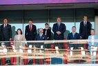 Президент Беларуси Александр Лукашенко на церемонии открытия матча