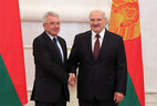 Belarus President Aleksandr Lukashenko and Ambassador Extraordinary and Plenipotentiary of Croatia to Belarus Tomislav Car