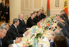 Belarusian President Alexander Lukashenko meets with Speaker of the Moldovan Parliament Igor Corman and leaders of parliamentary factions
