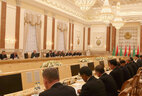 At a meeting with Turkmenistan President Gurbanguly Berdimuhamedov in the extended format