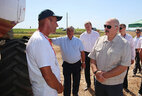 Alexander Lukashenko during the visit to OAO Aleksandriyskoye