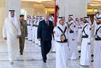 Церемония официальной встречи Президента Республики Беларусь Александра Лукашенко Эмиром Катара шейхом Тамимом бен Хамадом аль-Тани