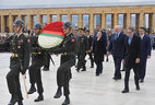 Aleksandr Lukashenko lays a wreath at the tombstone of the national leader, founder and first president of the Turkish Republic Mustafa Kemal