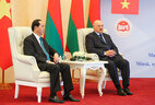 Belarus President Alexander Lukashenko and Vietnam President Tran Dai Quang attend the opening of the Belarusian-Vietnamese business forum