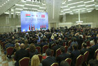 Belarus President Alexander Lukashenko delivers remarks at the opening of the Belarusian-Turkish business forum