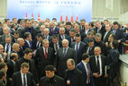 Alexander Lukashenko and Recep Tayyip Erdogan talk to the participants of the business forum