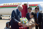 Во время церемонии встречи Президента Беларуси Александра Лукашенко в аэропорту Пекина