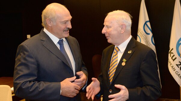 Belarus President Alexander Lukashenko meets with President of the European Olympic Committees Patrick Hickey in Baku Belarus President Alexander Lukashenko meets with President of the European Olympic Committees Patrick Hickey in Baku