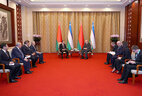 Во время встречи с Президентом Узбекистана Шавкатом Мирзиеевым