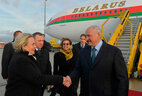 Президент Беларуси Александр Лукашенко в международном аэропорту Швехат