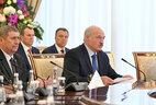 Alexander Lukashenko during the extended negotiations with Uzbekistan President Shavkat Mirziyoyev