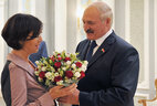 Belarus President Alexander Lukashenko and President of the Parliamentary Assembly of the Organization for Security and Cooperation in Europe Christine Muttonen