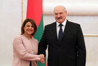Belarus President Alexander Lukashenko and Ambassador Extraordinary and Plenipotentiary of Malta to Belarus Natasha Meli Daudey