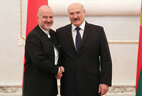 Belarus President Alexander Lukashenko and Ambassador Extraordinary and Plenipotentiary of Croatia to Belarus Tonci Stanicic