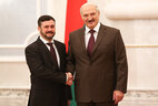 Belarus President Alexander Lukashenko receives credentials of Ambassador Extraordinary and Plenipotentiary of Lithuania to Belarus Andrius Pulokas