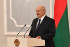 Belarus President Alexander Lukashenko delivers a speech