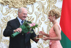 Alexander Lukashenko officially thanks graduate of the transport communications department of the Belarusian National Technical University Irina Martinkevich