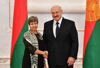 Belarus President Alexander Lukashenko and Ambassador Extraordinary and Plenipotentiary of Mexico to Belarus Norma Bertha Pensado Moreno