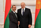 Belarus President Alexander Lukashenko and Ambassador Extraordinary and Plenipotentiary of Portugal to Belarus Paulo Vizeu Pinheiro