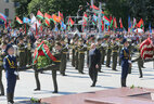 On Independence Day Belarus President Alexander Lukashenko lays a wreath at the victory Monument in Minsk