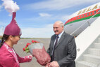 Во время церемонии встречи Президента Беларуси Александра Лукашенко в аэропорту Нур-Султана