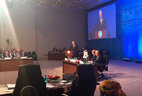 Alexander Lukashenko delivers a speech at the 13th summit of the Organization of Islamic Cooperation